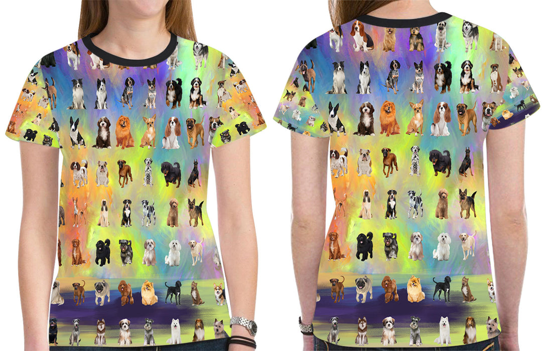 Paradise Wave Multi Breed Dogs All Over Print Mesh Women's T-shirt