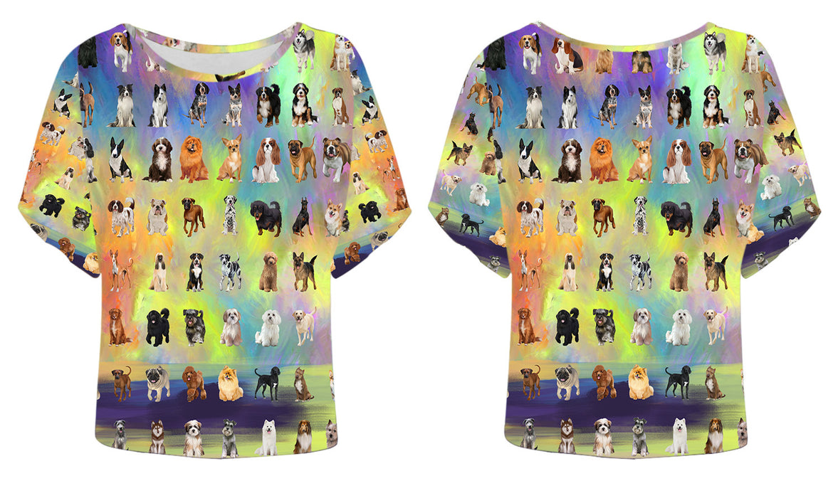 Paradise Wave Multi Breed Dogs Batwing Sleeve Women's T-Shirt