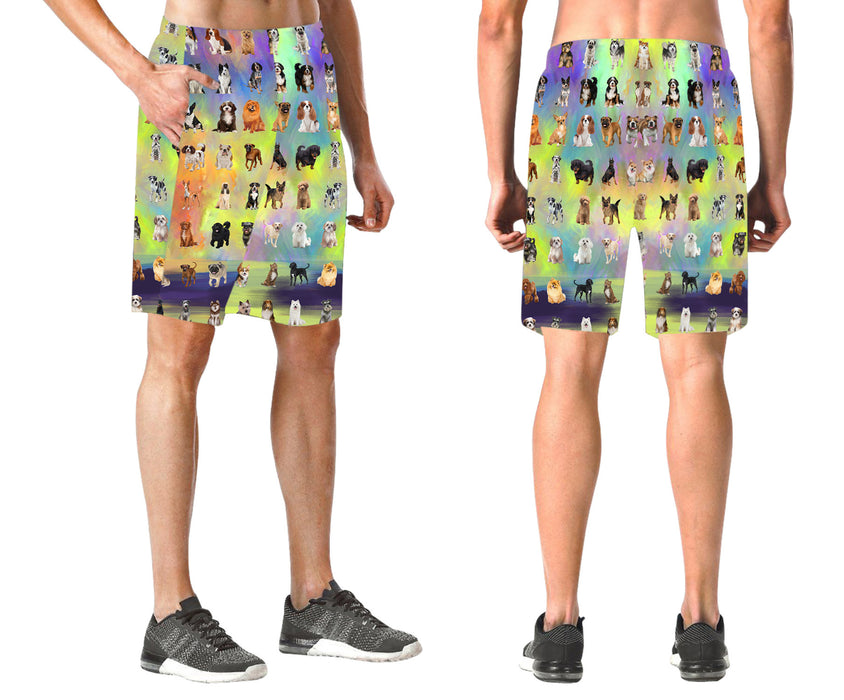 Paradise Wave Multi Breed Dogs All Over Print Elastic Men's Beach Shorts