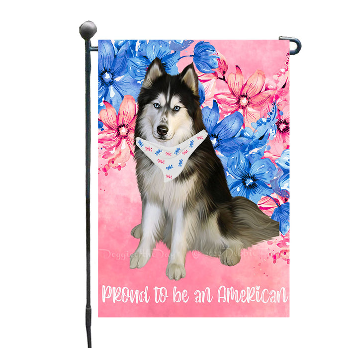 Multicolored Floral Siberian Husky Dogs Garden Flags - Outdoor Double Sided Garden Yard Porch Lawn Spring Decorative Vertical Home Flags 12 1/2"w x 18"h