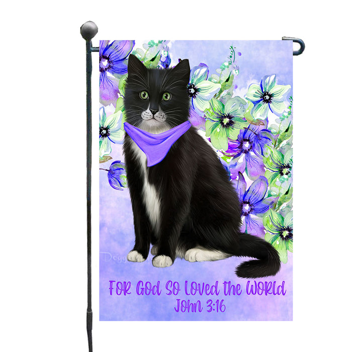 Multicolored Floral Tuxedo Cats Garden Flags- Outdoor Double Sided Garden Yard Porch Lawn Spring Decorative Vertical Home Flags 12 1/2"w x 18"h