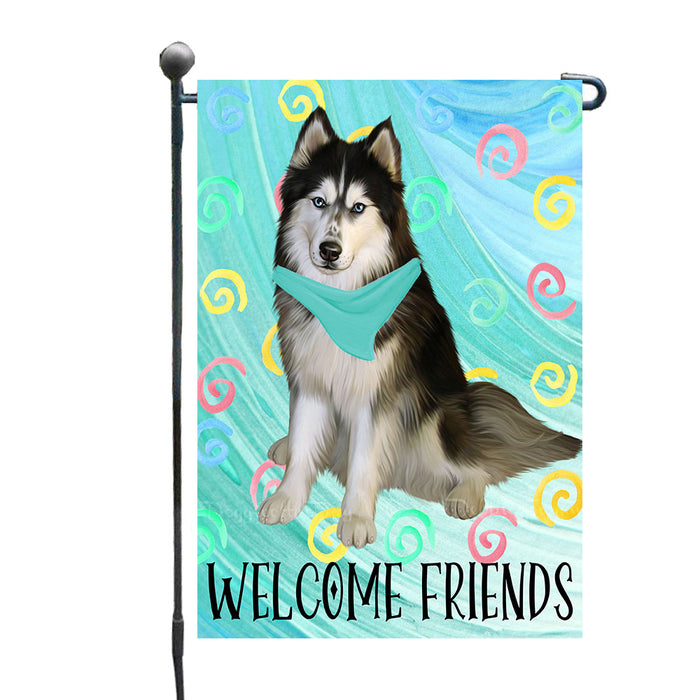 Multicolored Swirls Siberian Husky Dogs Garden Flags - Outdoor Double Sided Garden Yard Porch Lawn Spring Decorative Vertical Home Flags 12 1/2"w x 18"h