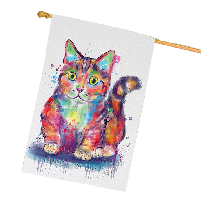 Watercolor Munchkin Cat House Flag FLG66177