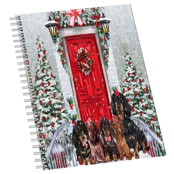 Christmas Holiday Welcome Red Door Dachshund Dog Notebook