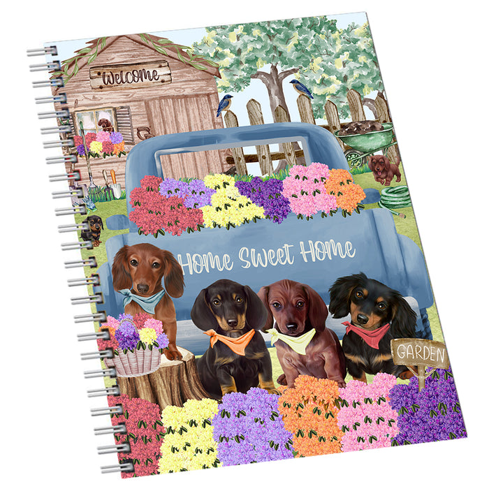 Rhododendron Home Sweet Home Garden Blue Truck Dachshund Dog Notebook