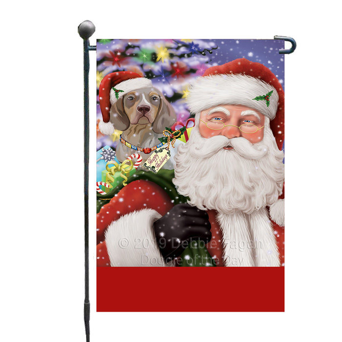 Personalized Santa Carrying Navarro Dog and Christmas Presents Custom Garden Flag GFLG63799