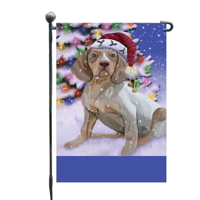 Personalized Winterland Wonderland Navarro Dog In Christmas Holiday Scenic Background Custom Garden Flags GFLG-DOTD-A61350