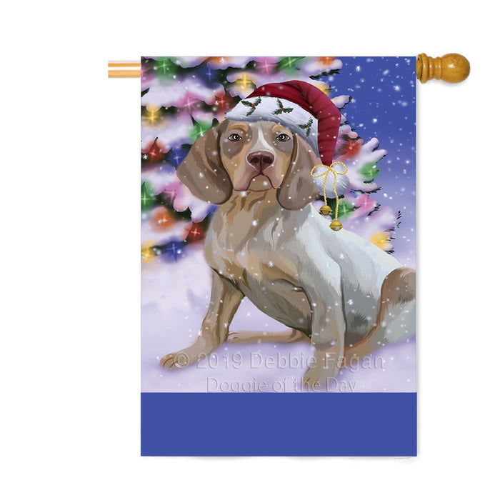 Personalized Winterland Wonderland Navarro Dog In Christmas Holiday Scenic Background Custom House Flag FLG-DOTD-A61406