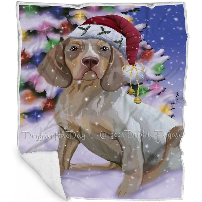 Winterland Wonderland Pachon Navarr Dog In Christmas Holiday Scenic Background Blanket BLNKT120819