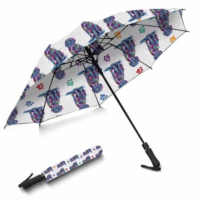 Watercolor Mini Neapolitan Mastiff DogsSemi-Automatic Foldable Umbrella