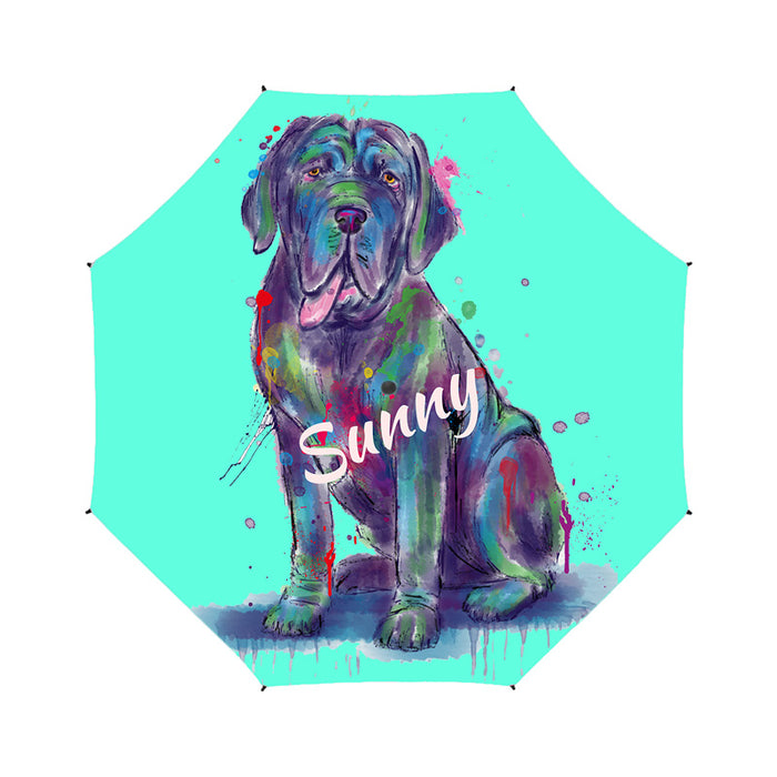Custom Pet Name Personalized Watercolor Neapolitan Mastiff DogSemi-Automatic Foldable Umbrella