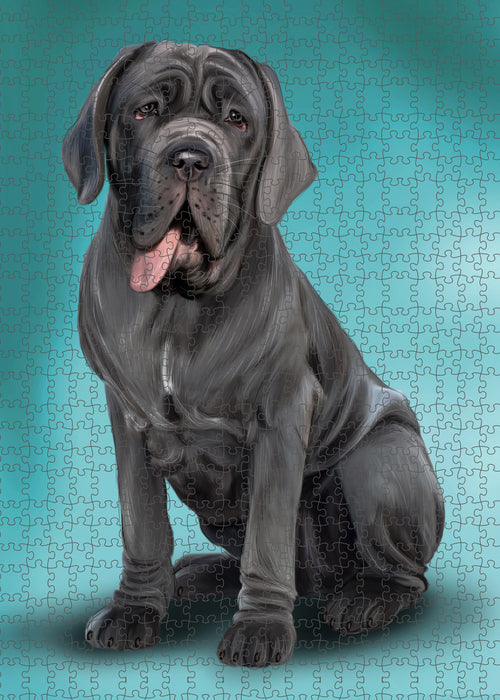 Neapolitan Mastiff Dog Portrait Jigsaw Puzzle for Adults Animal Interlocking Puzzle Game Unique Gift for Dog Lover's with Metal Tin Box