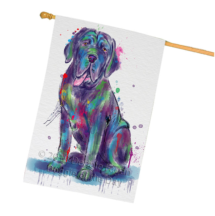 Watercolor Neapolitan Mastiff Dog House Flag FLG66426