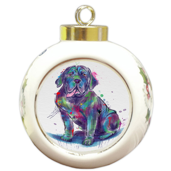 Watercolor Neapolitan Mastiff Dog Round Ball Christmas Ornament RBPOR58774
