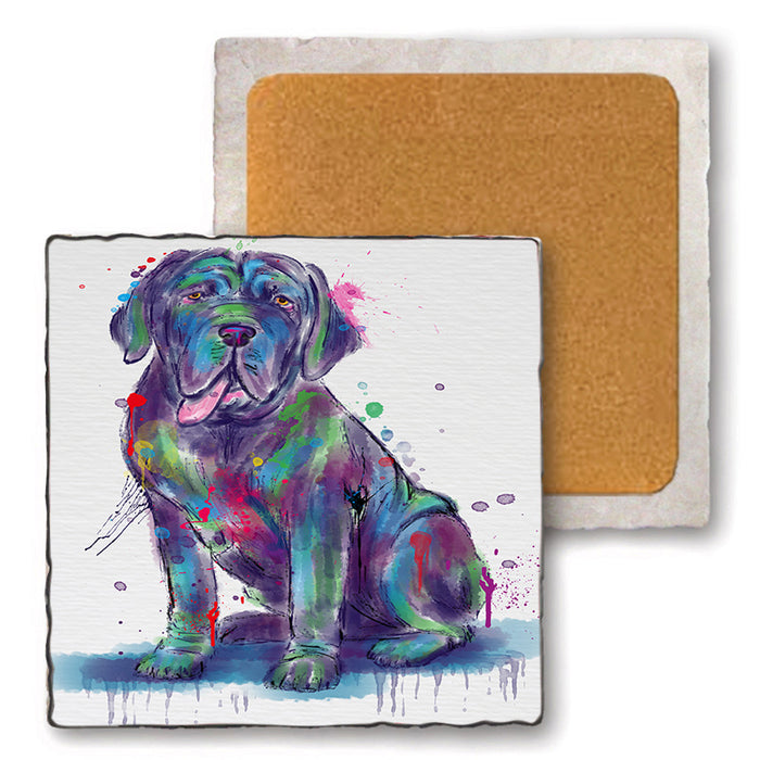 Watercolor Neapolitan Mastiff Dog Set of 4 Natural Stone Marble Tile Coasters MCST52556