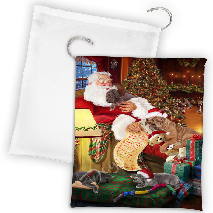 Santa Sleeping with Newfoundland Dogs Drawstring Laundry or Gift Bag LGB48828