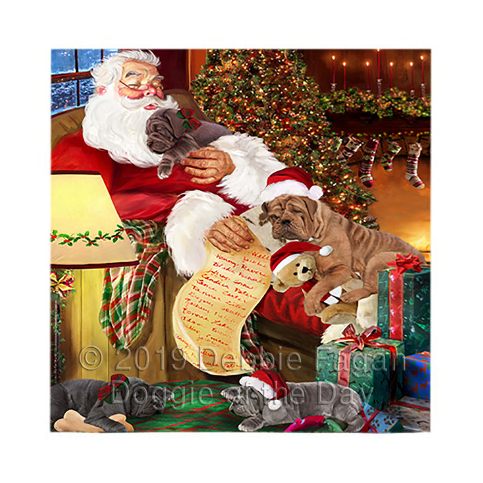 Santa Sleeping with Neapolitan Mastiff Dogs Square Towel 