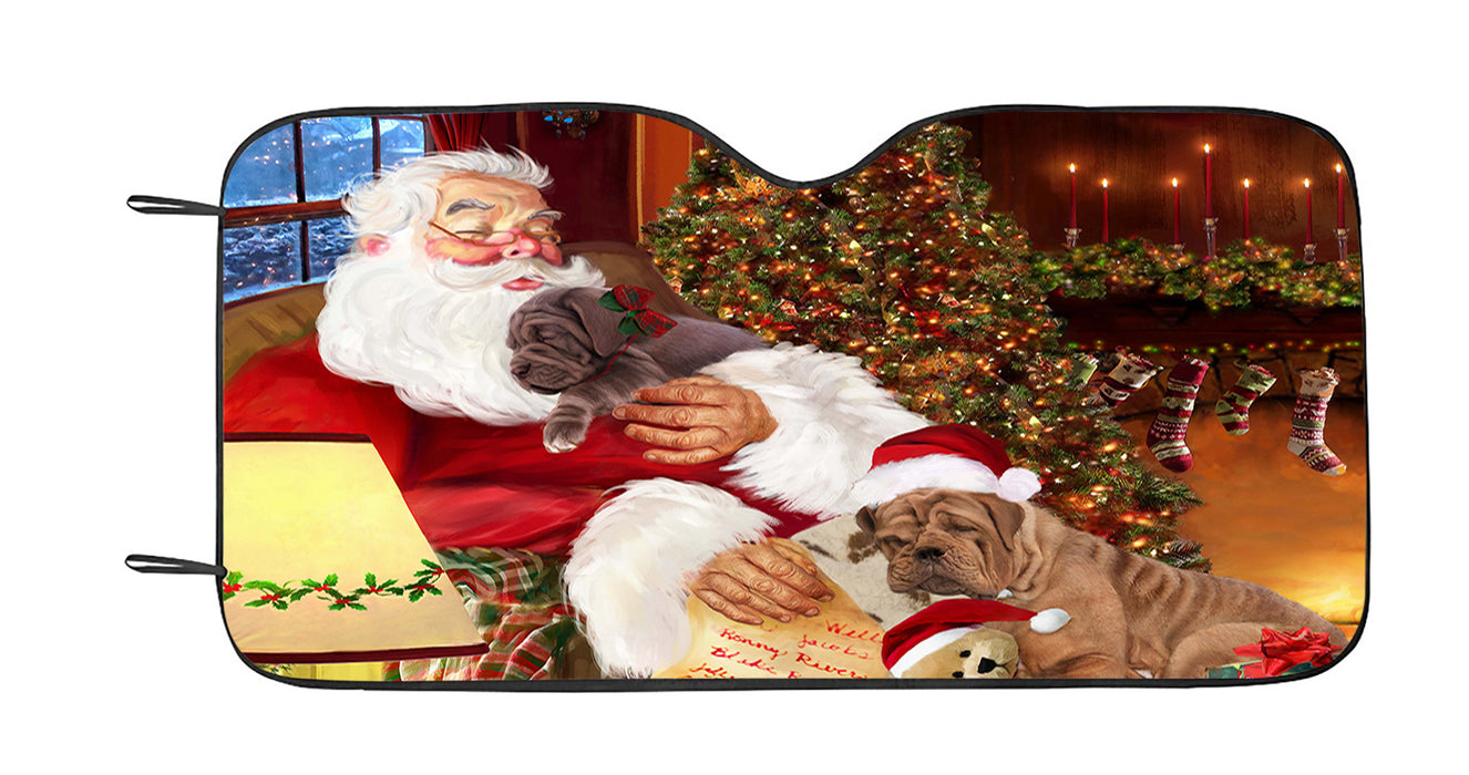 Santa Sleeping with Neapolitan Mastiff Dogs Car Sun Shade