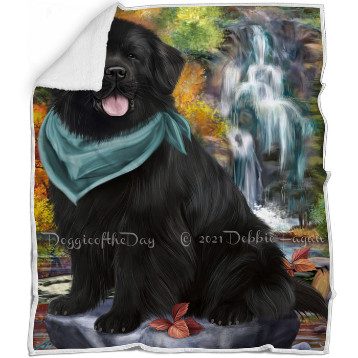 Scenic Waterfall Newfoundland Dog Blanket BLNKT110532