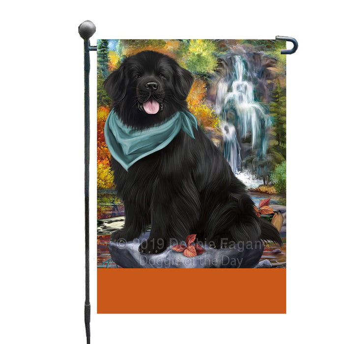 Personalized Scenic Waterfall Newfoundland Dog Custom Garden Flags GFLG-DOTD-A60836