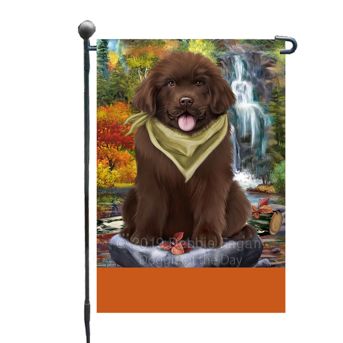Personalized Scenic Waterfall Newfoundland Dog Custom Garden Flags GFLG-DOTD-A60837