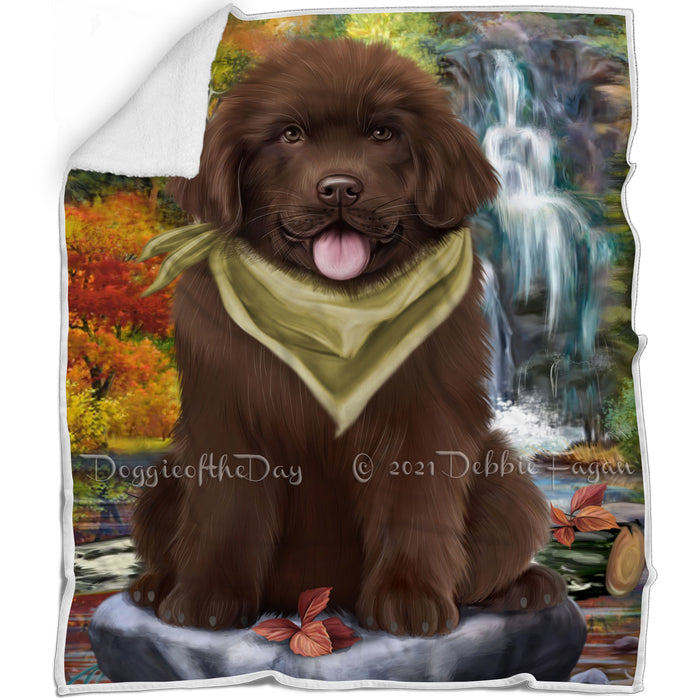 Scenic Waterfall Newfoundland Dog Blanket BLNKT110550