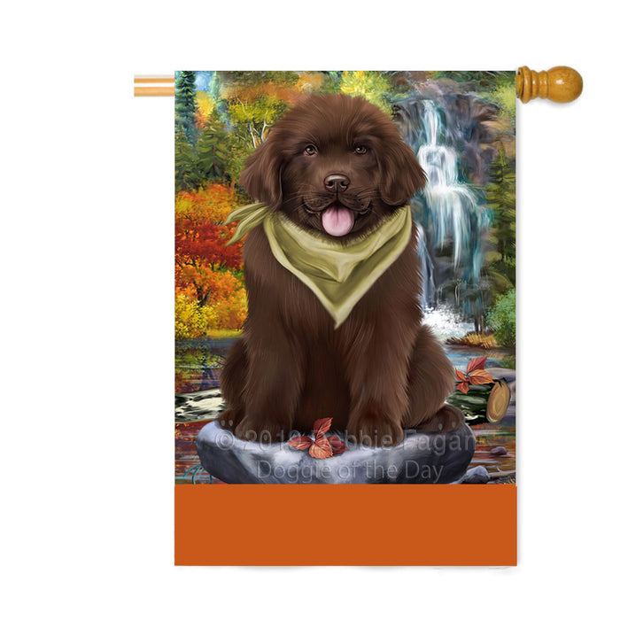 Personalized Scenic Waterfall Newfoundland Dog Custom House Flag FLG-DOTD-A60893
