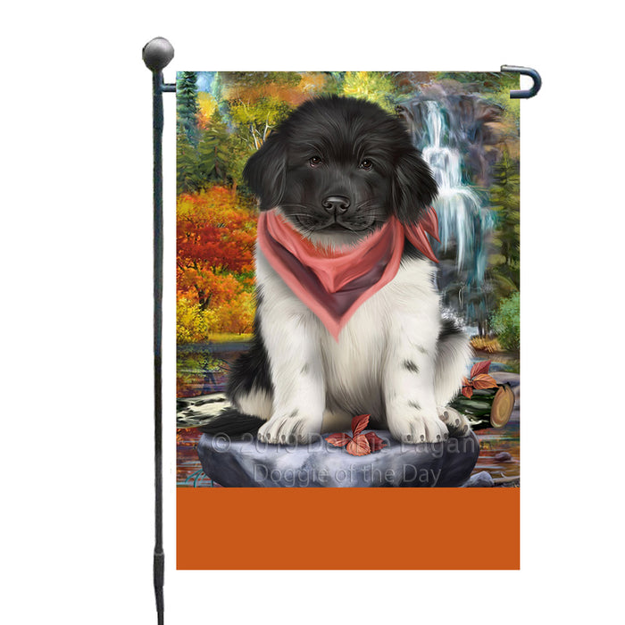 Personalized Scenic Waterfall Newfoundland Dog Custom Garden Flags GFLG-DOTD-A60838