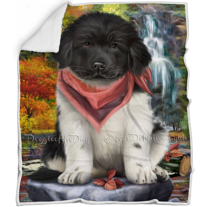 Scenic Waterfall Newfoundland Dog Blanket BLNKT110559