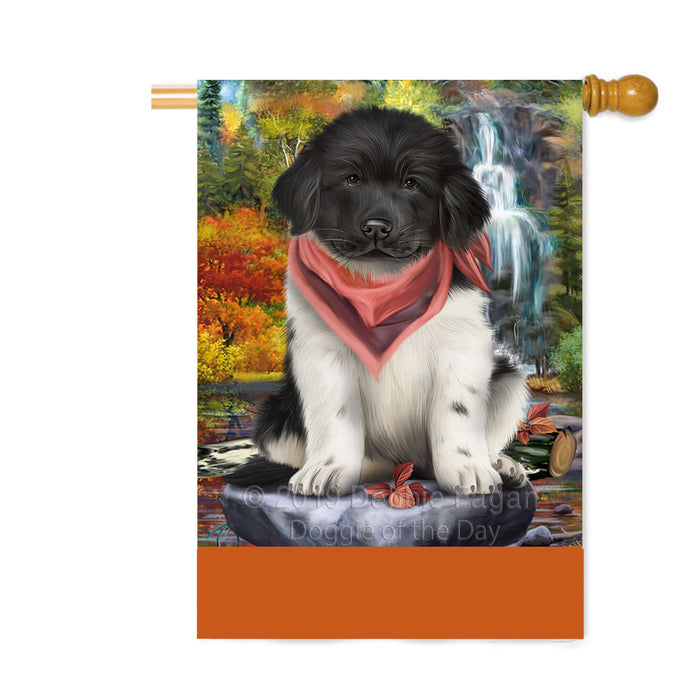 Personalized Scenic Waterfall Newfoundland Dog Custom House Flag FLG-DOTD-A60894