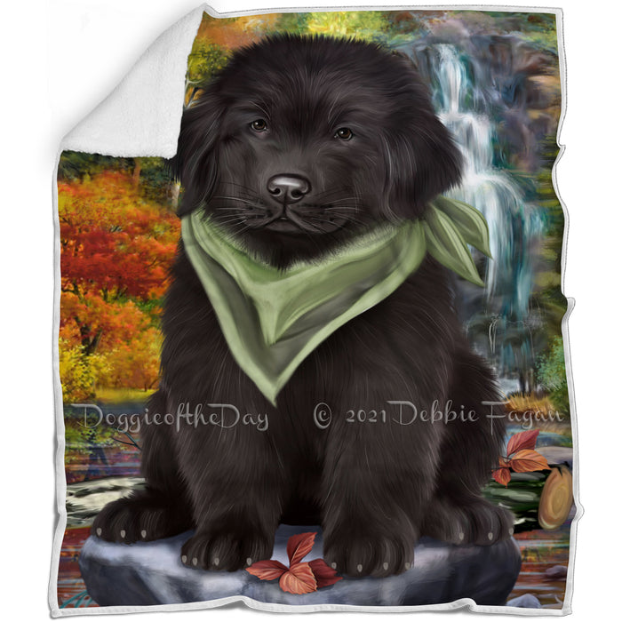 Scenic Waterfall Newfoundland Dog Blanket BLNKT110568