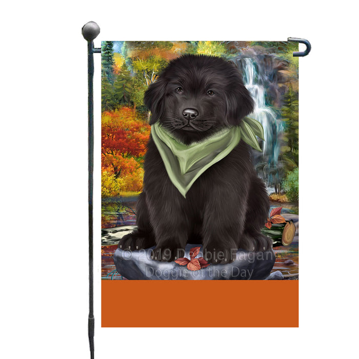 Personalized Scenic Waterfall Newfoundland Dog Custom Garden Flags GFLG-DOTD-A60839