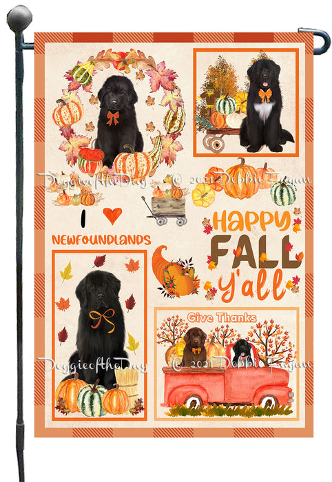 Happy Fall Y'all Pumpkin Newfoundland Dogs Garden Flags- Outdoor Double Sided Garden Yard Porch Lawn Spring Decorative Vertical Home Flags 12 1/2"w x 18"h