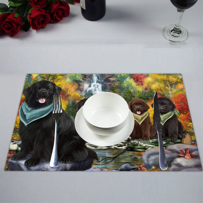 Scenic Waterfall Newfoundland Dogs Placemat