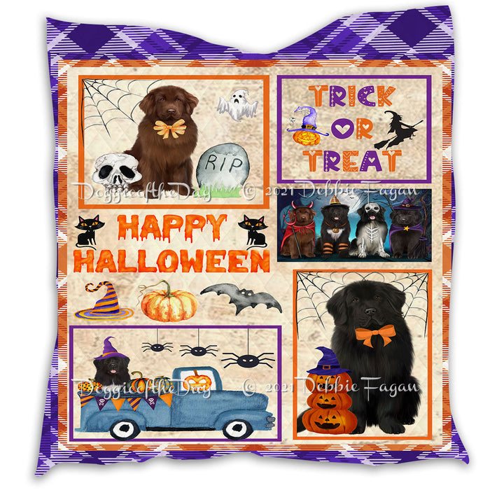 Happy Halloween Trick or Treat Pumpkin Newfoundland Dogs Lightweight Soft Bedspread Coverlet Bedding Quilt QUILT60986
