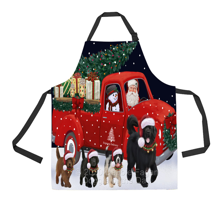 Christmas Express Delivery Red Truck Running Newfoundland Dogs Apron Apron-48136