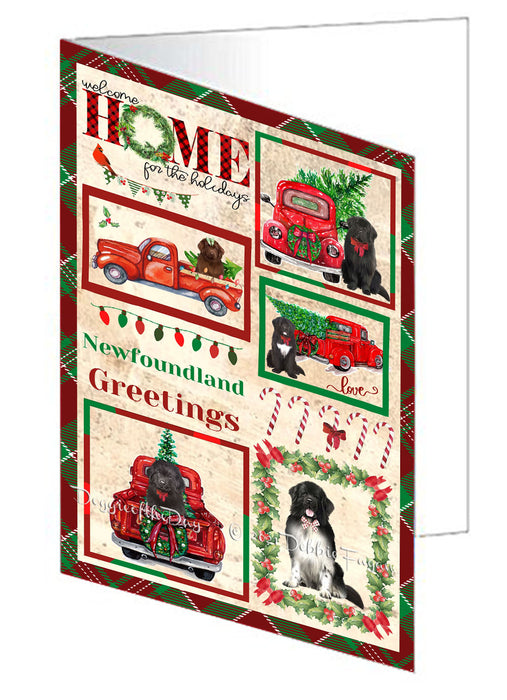 Welcome Home for Christmas Holidays Newfoundland Dogs Handmade Artwork Assorted Pets Greeting Cards and Note Cards with Envelopes for All Occasions and Holiday Seasons GCD76226