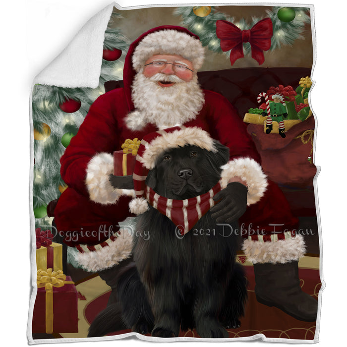 Santa's Christmas Surprise Newfoundland Dog Blanket BLNKT142298