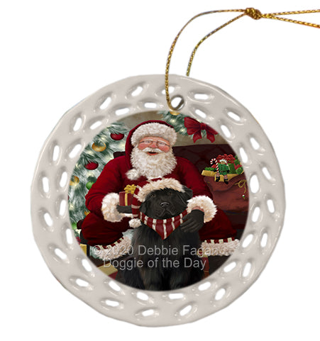 Santa's Christmas Surprise Newfoundland Dog Doily Ornament DPOR59604