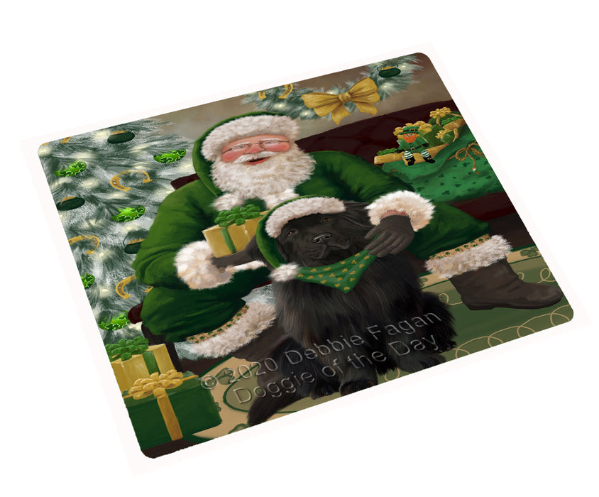 Christmas Irish Santa with Gift and Newfoundland Dog Cutting Board - Easy Grip Non-Slip Dishwasher Safe Chopping Board Vegetables C78382
