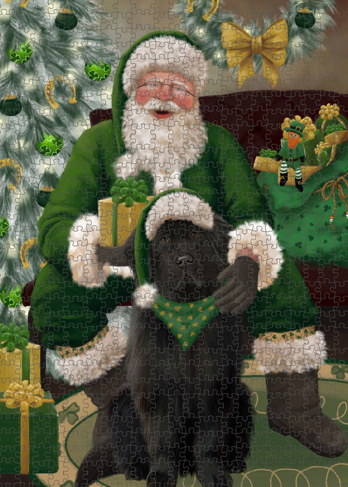 Christmas Irish Santa with Gift and Newfoundland Dog Puzzle with Photo Tin PUZL100472