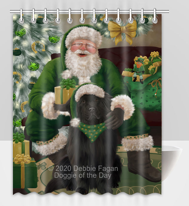 Christmas Irish Santa with Gift and Newfoundland Dog Shower Curtain Bathroom Accessories Decor Bath Tub Screens SC153