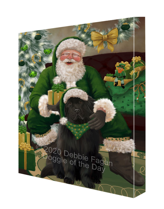 Christmas Irish Santa with Gift and Newfoundland Dog Canvas Print Wall Art Décor CVS147833
