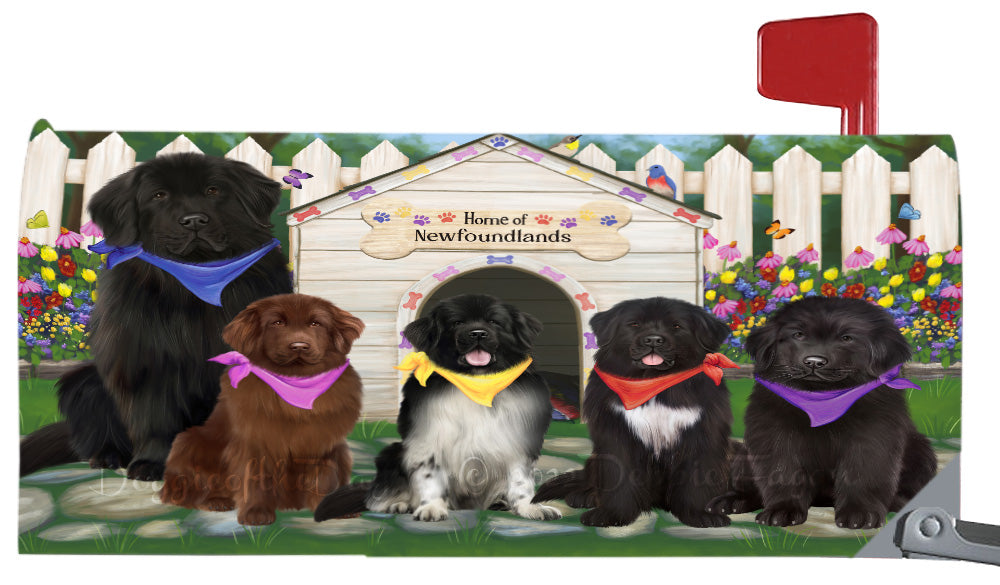 Spring Dog House Newfoundland Dog Magnetic Mailbox Cover Both Sides Pet Theme Printed Decorative Letter Box Wrap Case Postbox Thick Magnetic Vinyl Material