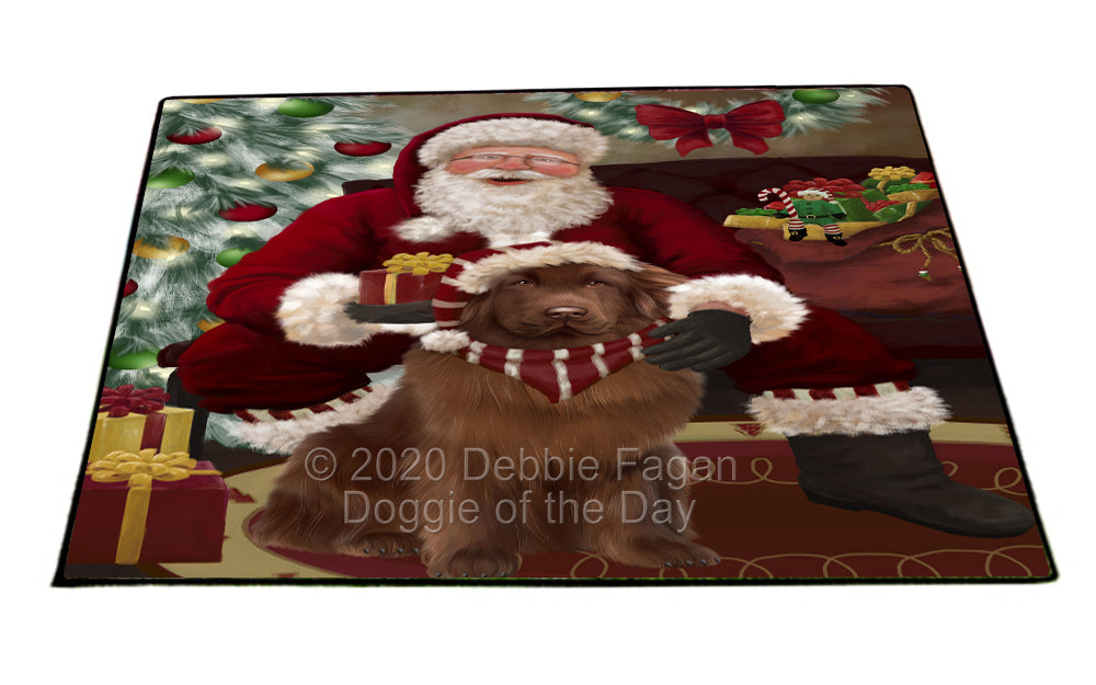 Santa's Christmas Surprise Newfoundland Dog Indoor/Outdoor Welcome Floormat - Premium Quality Washable Anti-Slip Doormat Rug FLMS57502