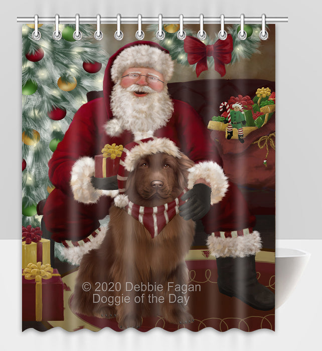 Santa's Christmas Surprise Newfoundland Dog Shower Curtain Bathroom Accessories Decor Bath Tub Screens SC253