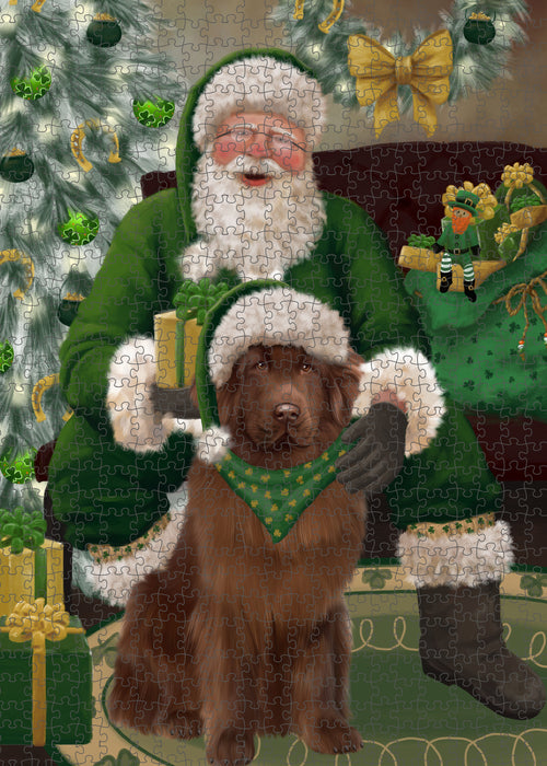 Christmas Irish Santa with Gift and Newfoundland Dog Puzzle with Photo Tin PUZL100476