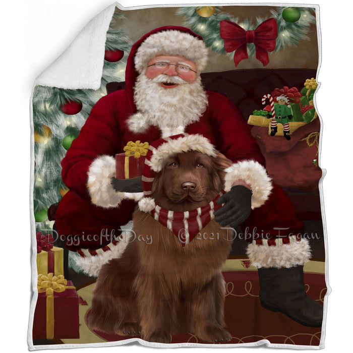 Santa's Christmas Surprise Newfoundland Dog Blanket BLNKT142303