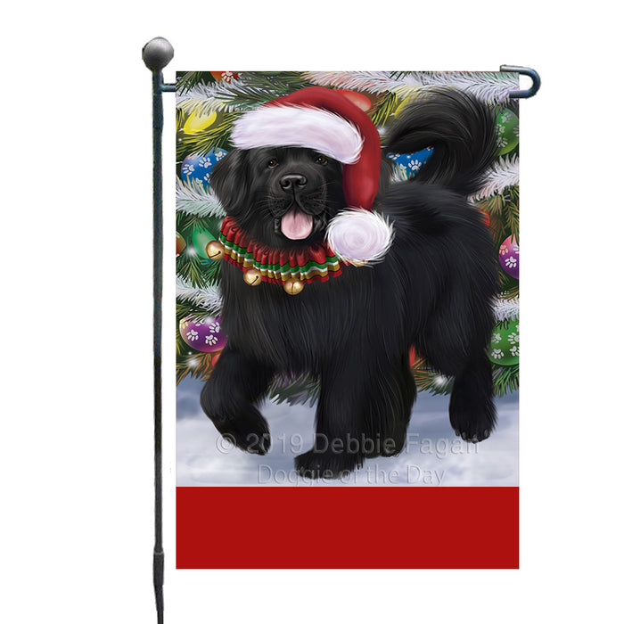 Personalized Trotting in the Snow Newfoundland Dog Custom Garden Flags GFLG-DOTD-A60760