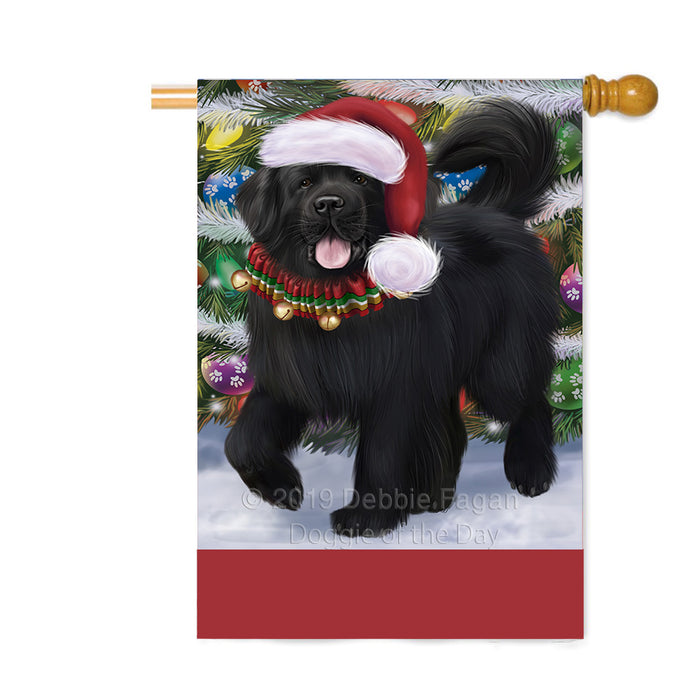Personalized Trotting in the Snow Newfoundland Dog Custom House Flag FLG-DOTD-A60816